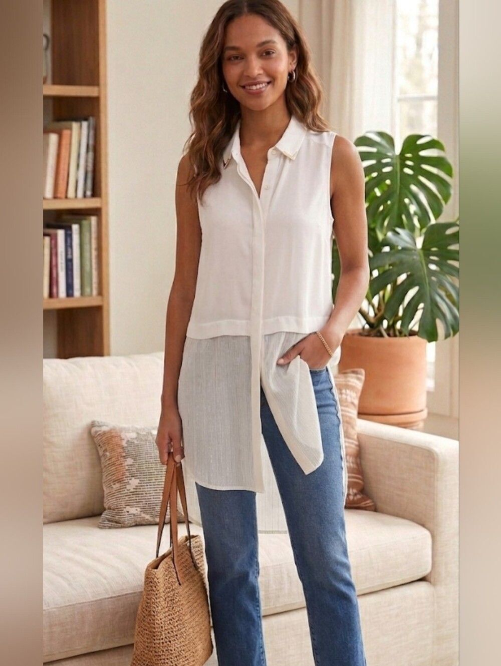 Candies Top Sz M Sheer Cream
